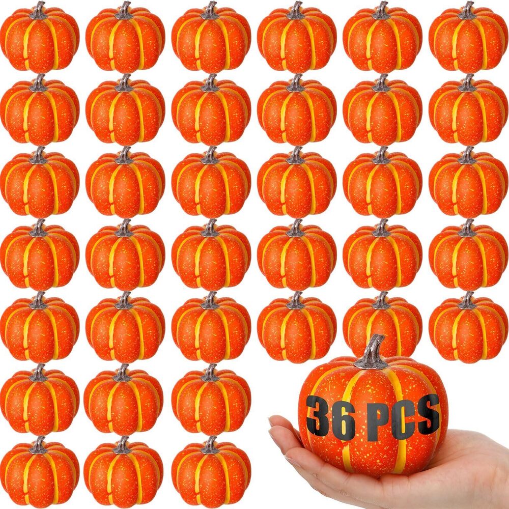 5730 36 Pack 4 Inch Fall Harvest Artificial Pumpkins Crafts Rustic